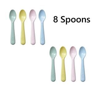Lot of 8 IKEA KALAS Plastic Spoons Set Pastel Multicolor Kids Childrens NEW